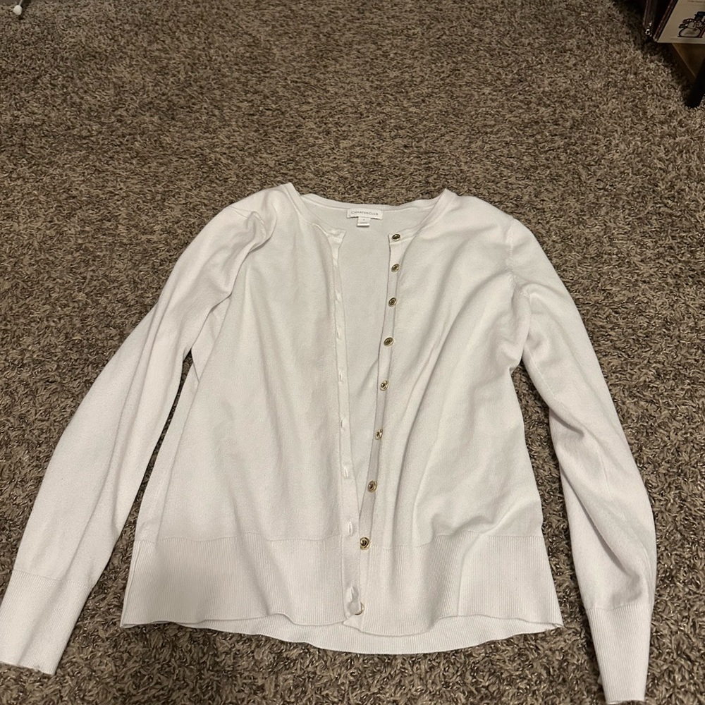 Charter Club Cream Button-Up Cardigan